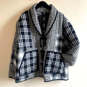 THE GREAT. Checkered Black and White Blazer